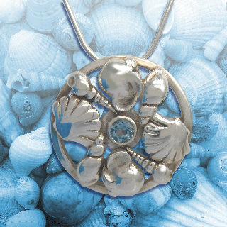 silver shells and topaz pendant
