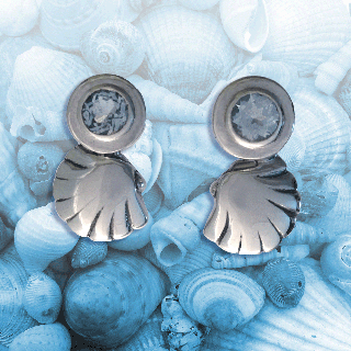 silver shells and topaz earrings