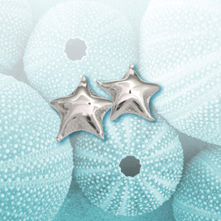 silver cushion starfish earrings