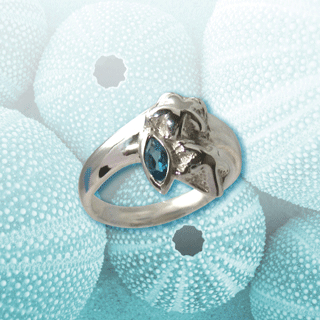 silver cushion starfish ring
