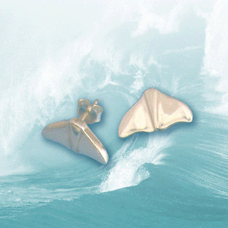 silver dolphin fluke stud earrings