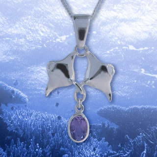 manta ray pendant with amethyst
