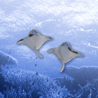 silver manta ray earrings