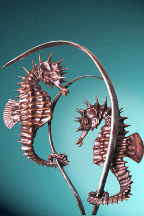 bronze seahorse sculpture by nicolas pain