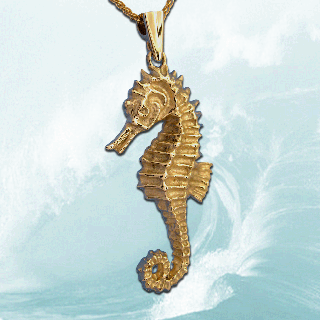 Gold seahorse pendant