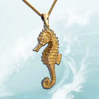 Gold seahorse pendant