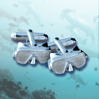 silver dive mask cufflinks by aquamarine