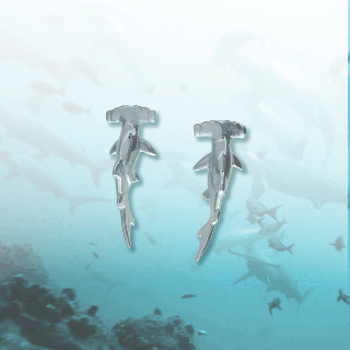 silver hammerhead shark earrings by aquamarine