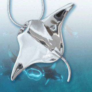 silver manta ray pendant by aquamarine