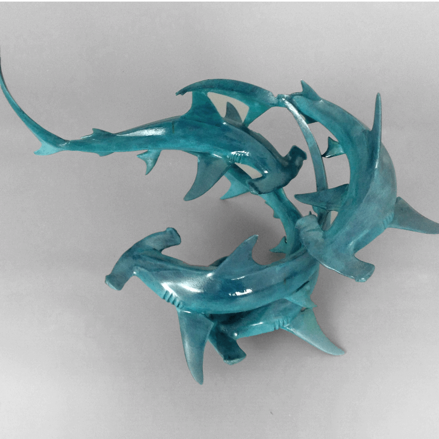 Bronze hammerhead shark sculpture