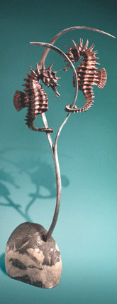 bronze seahorse sculpture by nicolas pain