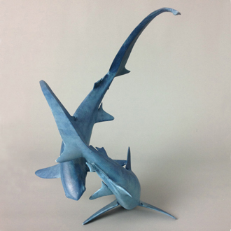 thresher sharks bronze sculpture