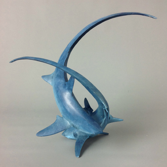 thresher sharks bronze sculpture