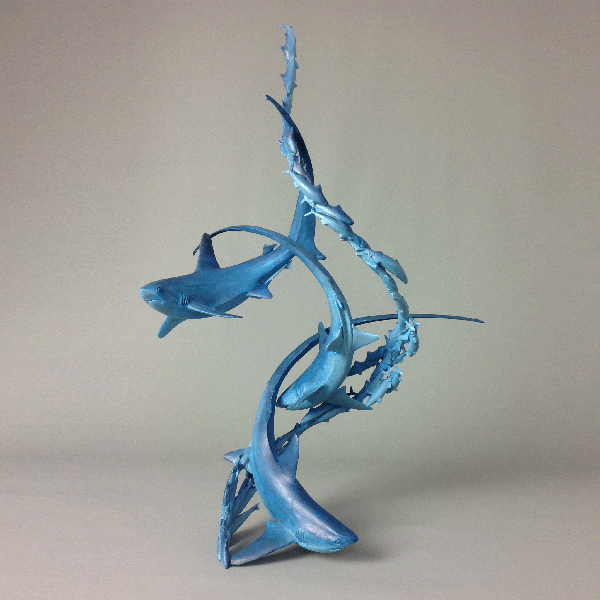 bronze shark sculpture