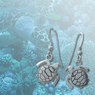 silver turtle earrings