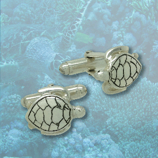 silver loggerhead turtle cufflinks