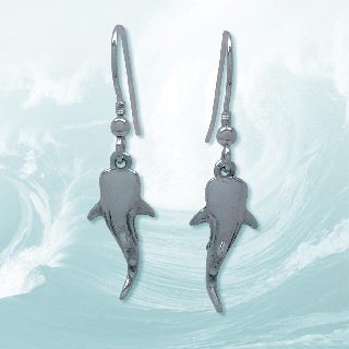 silver whale shark earrings